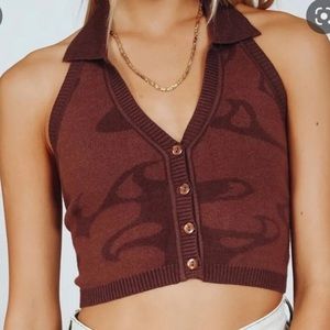 VRG GRL Brixton Baby Knit Halter Top in Chocolate